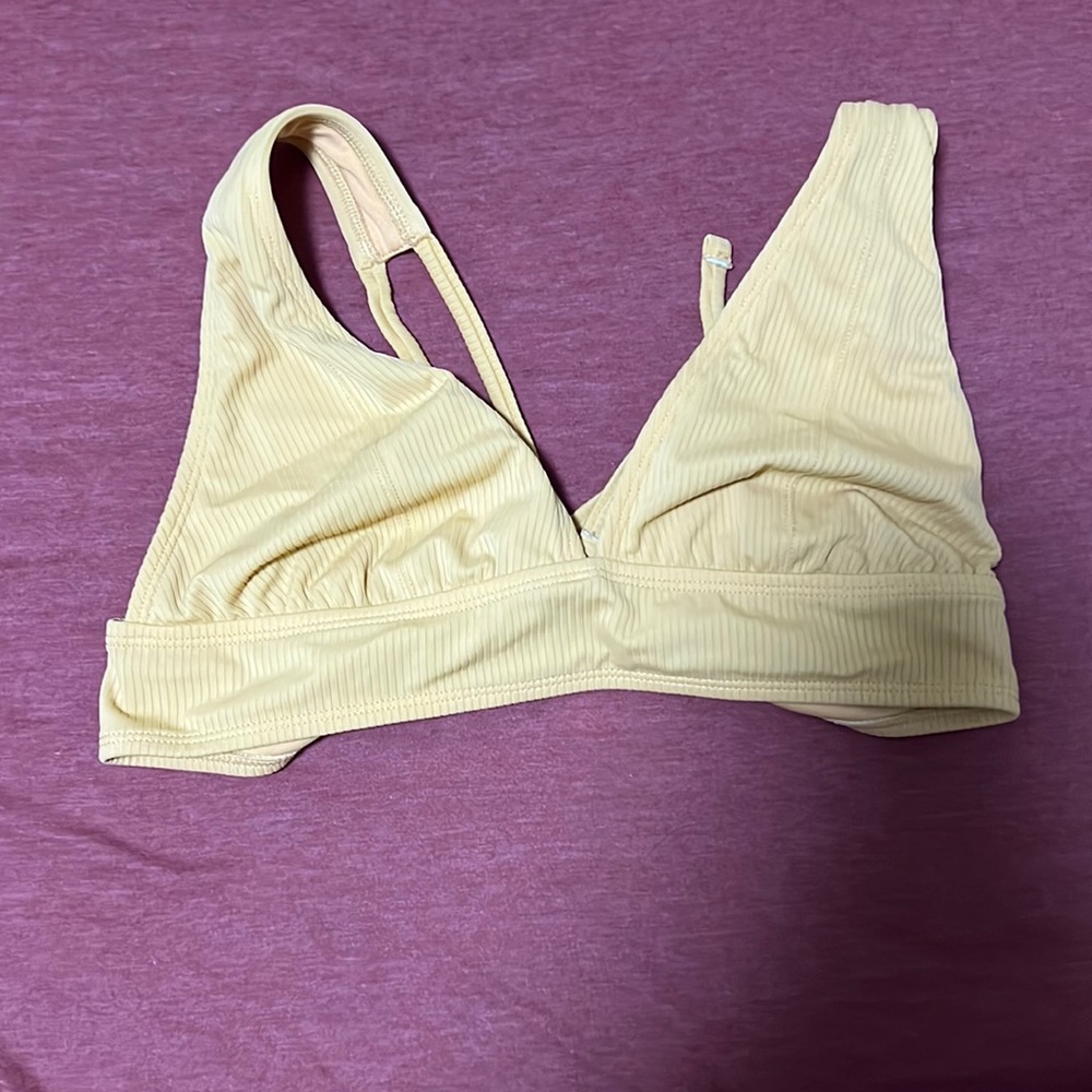 Mustard yellow swim top from target.